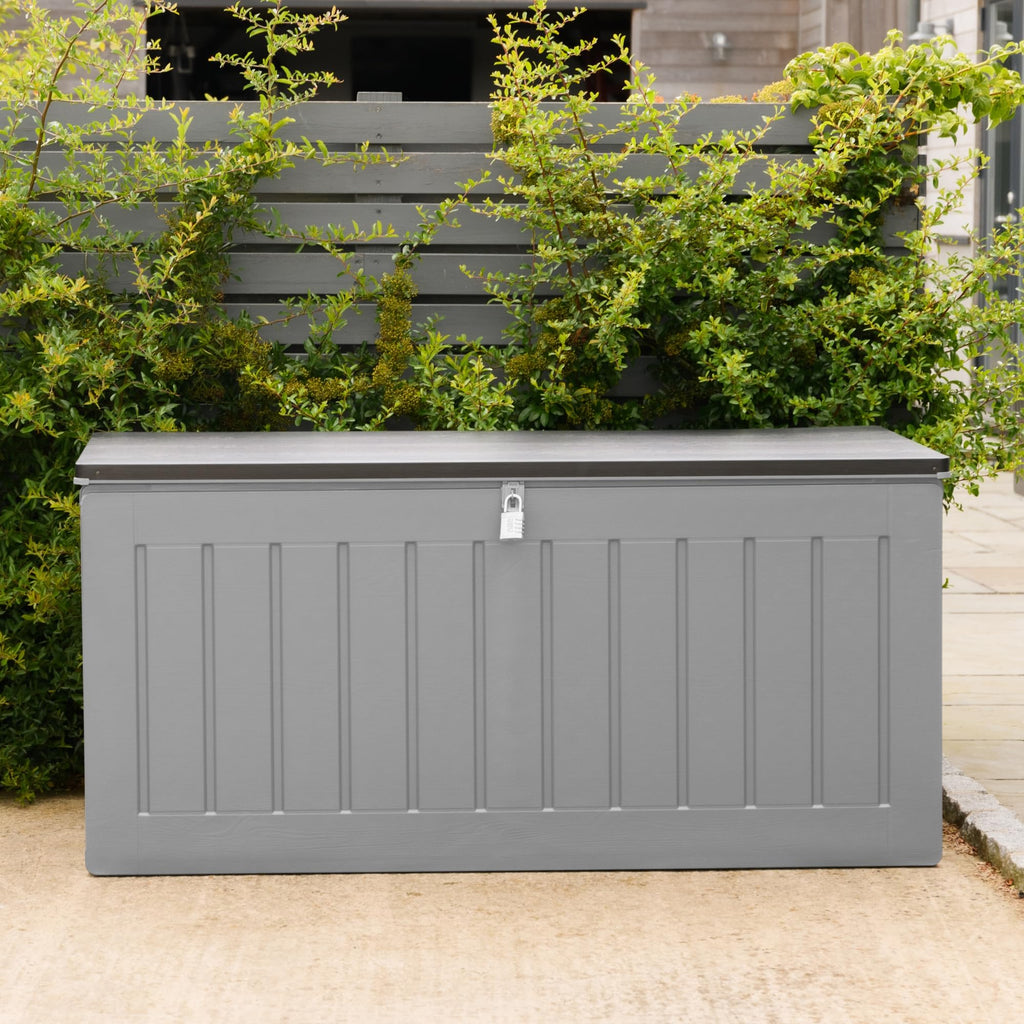 Olsen & Smith Garten Aufbewahrungsbox 830l mit Vorhängeschloss 160x78x76cm grau - 5038230170434