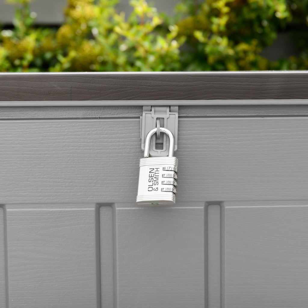 Olsen & Smith Garten Aufbewahrungsbox 830l mit Vorhängeschloss 160x78x76cm grau - 5038230170434
