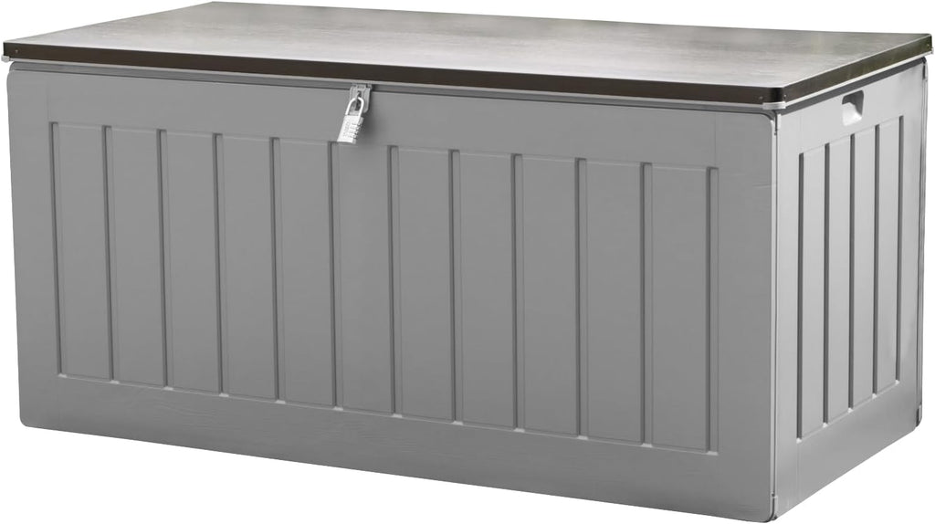 Olsen & Smith Garten Aufbewahrungsbox 830l mit Vorhängeschloss 160x78x76cm grau - 5038230170434