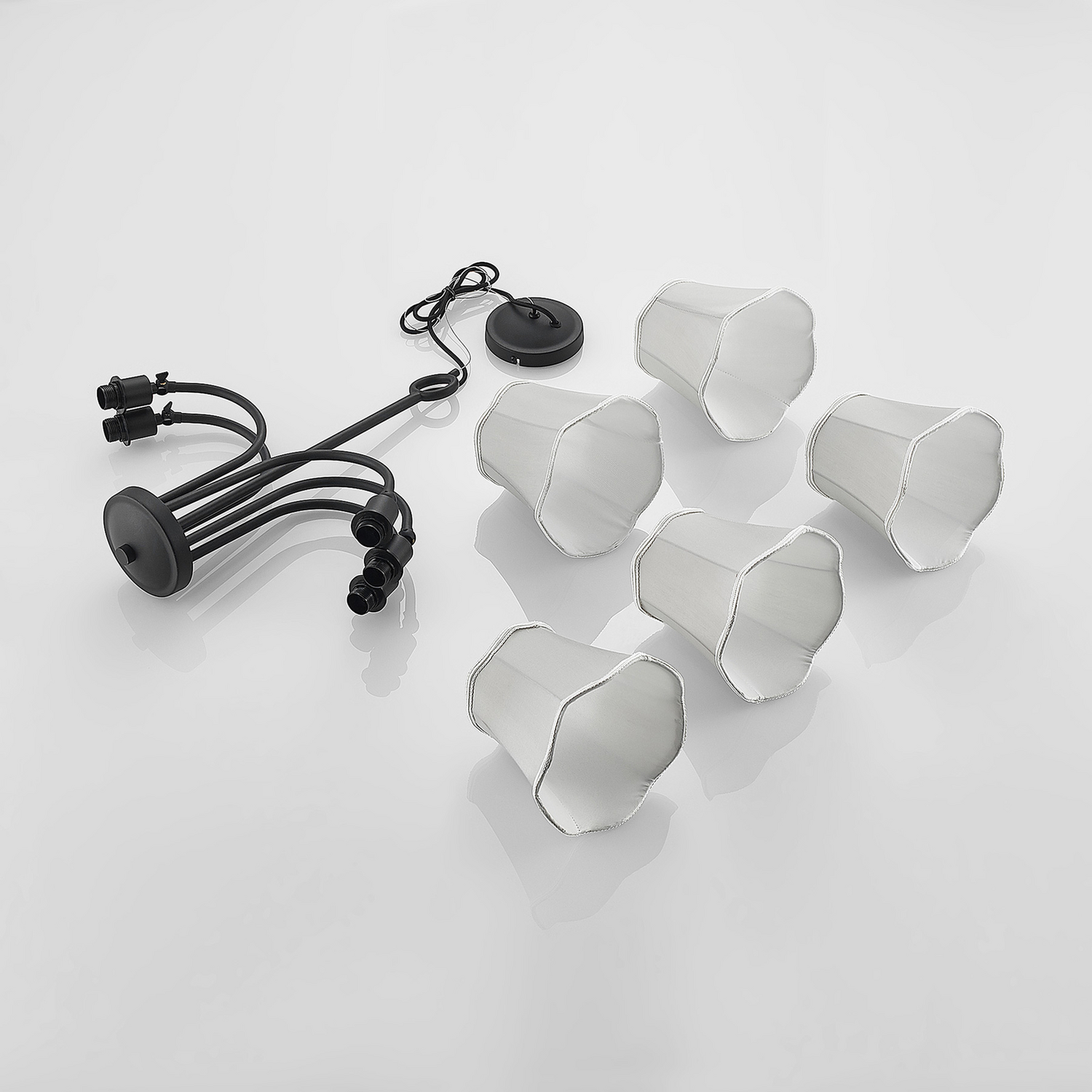 Lucande Binta Hängelampe Fünfflammig Silbergrau Deckenlampe Deckenleuchte Lampe B-Ware - 4251911726206