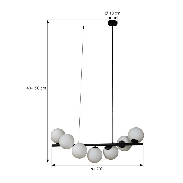 Lucande Hängeleuchte Isandro Hängelampe Leuchte Lampe Schwarz / Opal 7 Flammig B-Ware