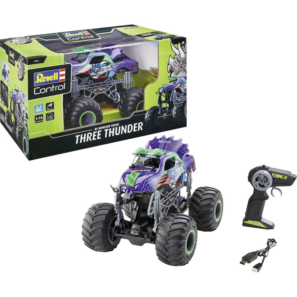 D-Ware Revell 24556 Rv Rc Dino Monster Truck "Three Thunder" Rc Modellauto Defektware