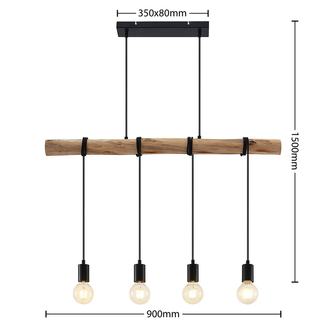 Lindby Ferris Hängeleuchte Hängelampe Pendelleuchte Deckenlampe Holz 4 Fl. 78 B-Ware