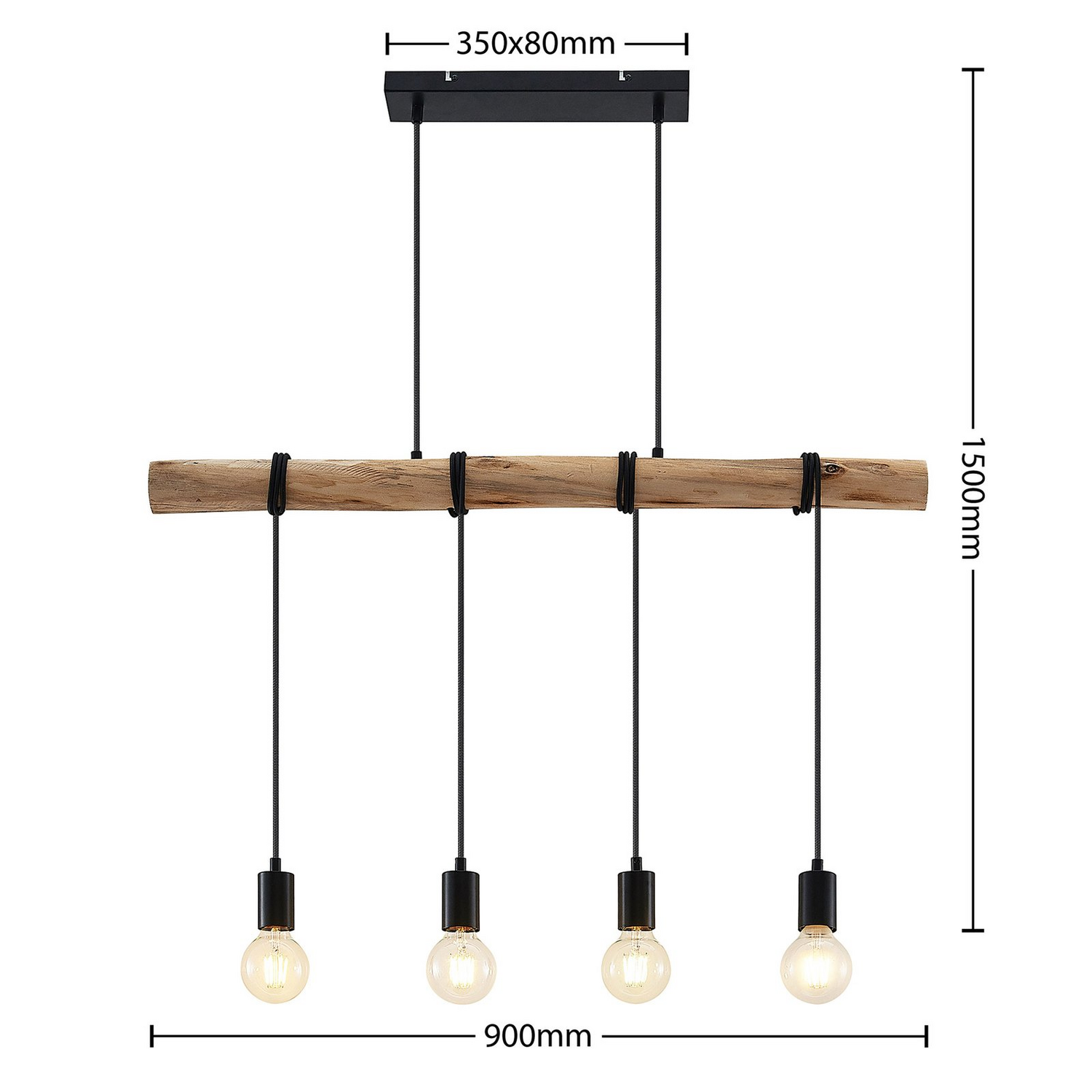 B-Ware Lindby Ferris Hängeleuchte Hängelampe Pendelleuchte Deckenlampe Holz 4 Fl. 78