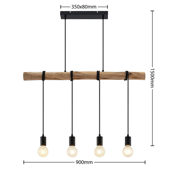 Lindby Ferris Hängeleuchte Hängelampe Pendelleuchte Deckenlampe Holz 4 Fl. 78 B-Ware