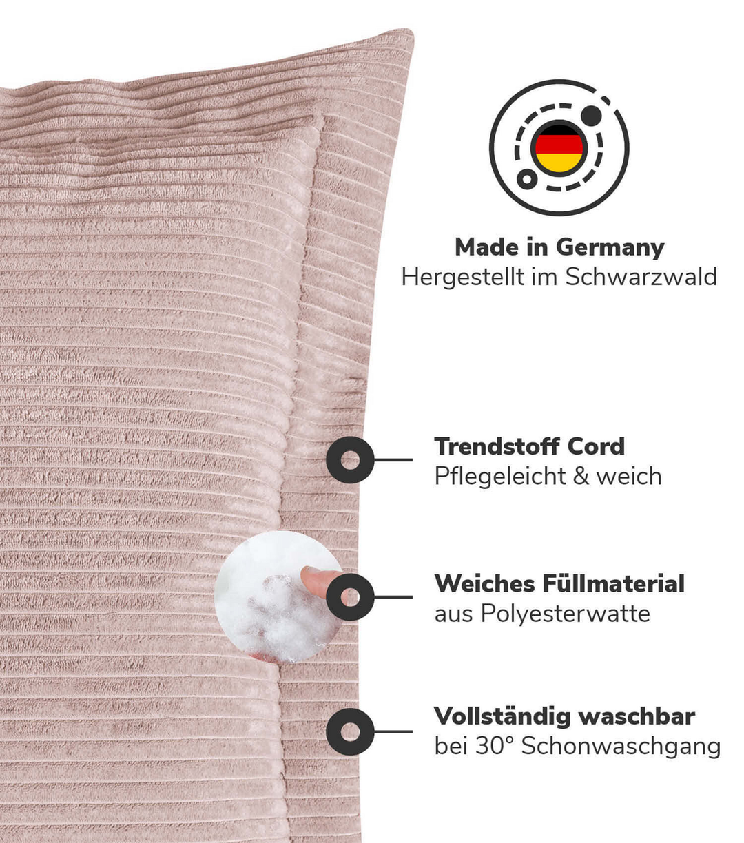 Mokebo Sofakissen Aus Cord 'Das Wölkchen', Gemütliches & Anschmiegsames Couchkis B-Ware - 4262436123500