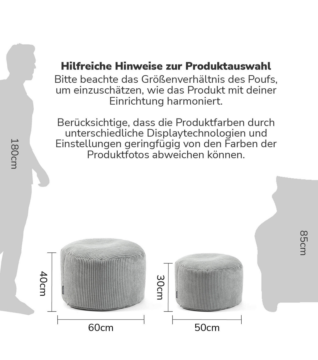 B-Ware Mokebo Pouf, Hocker O. Sitzhocker Aus Cord 40x60 Cm 'Der Faule Lenz', Bodenki907