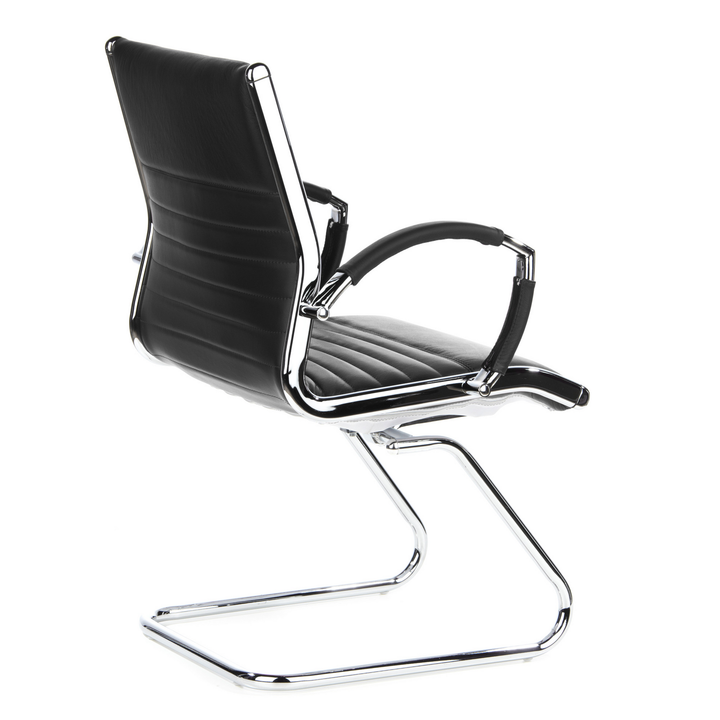 hjh OFFICE Konferenzstuhl Freischwinger Stuhl PARMA V Sitz Leder schwarz Chrom