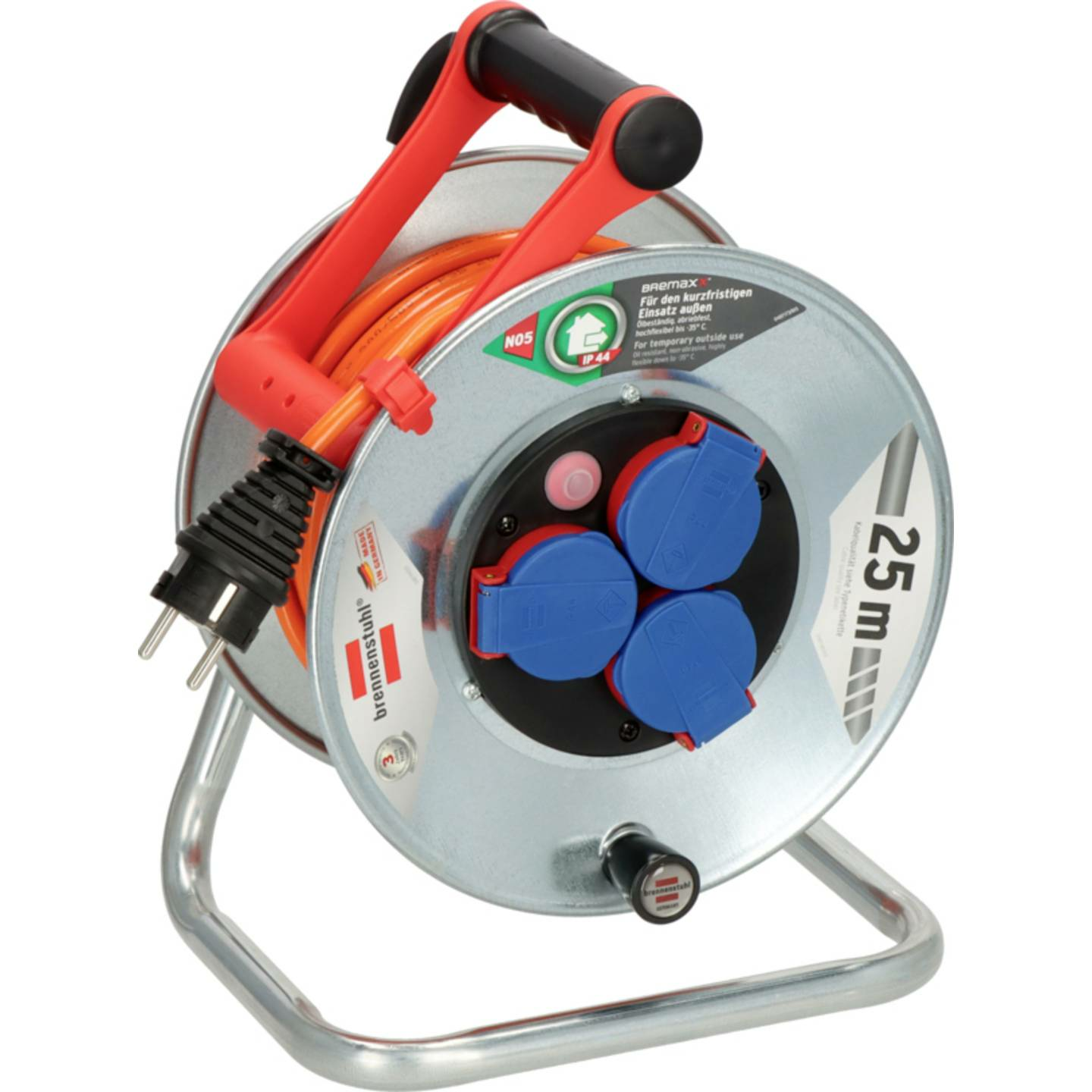 B-Ware Brennenstuhl 1198740 Kabeltrommel Kabelabroller 25m Orange Schutzkontakt Stecker