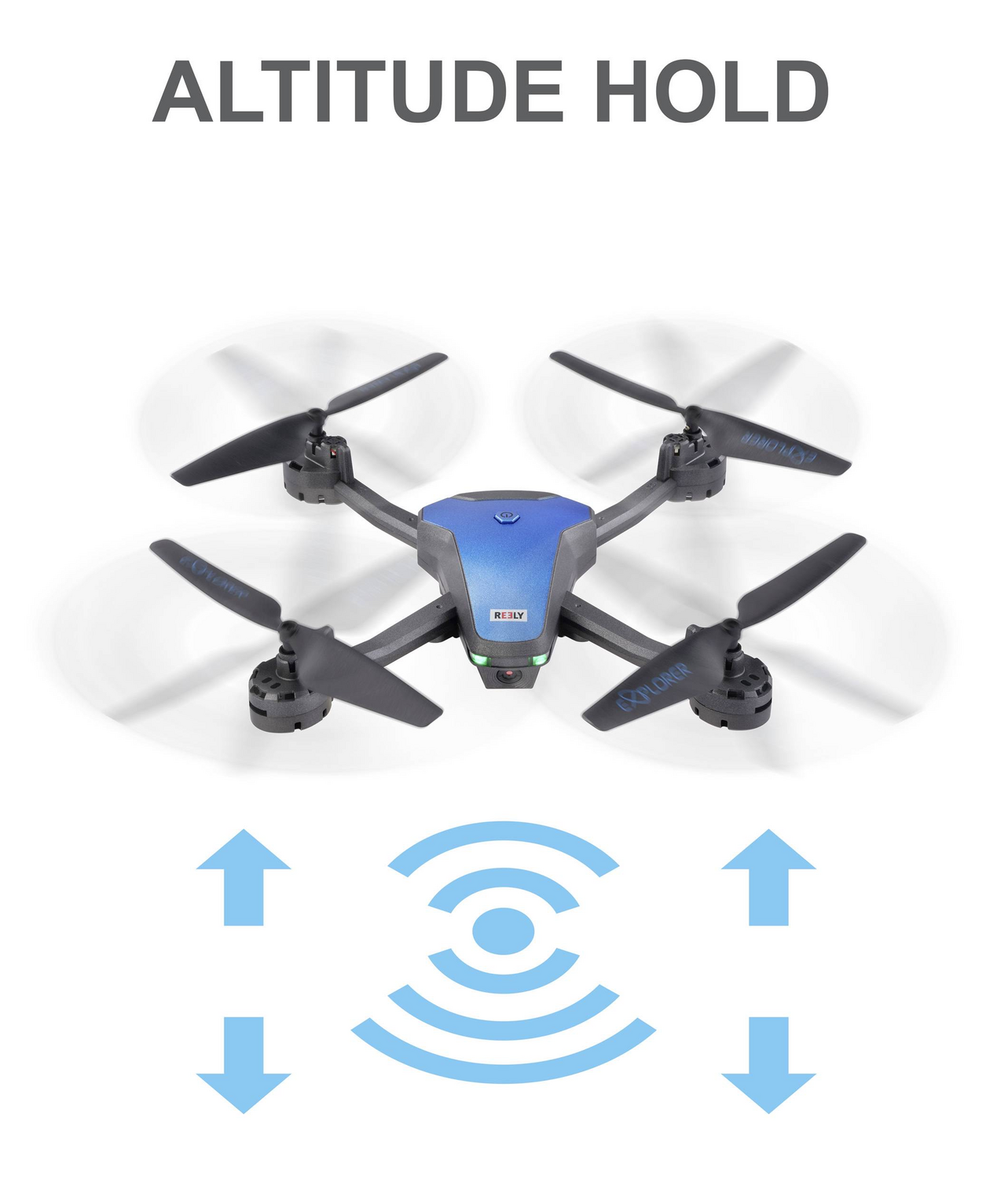 B-Ware Reely Marathon Quadrocopter Rt F Einsteiger Kameraflug Blau Metallic Drohne235