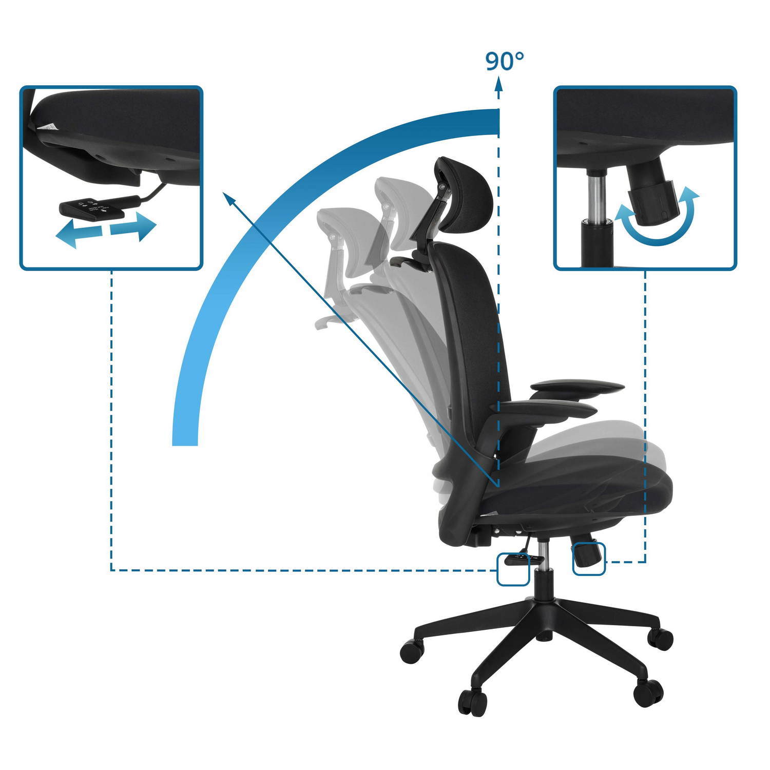 Hjh Office Arceo F | Stoff Profi Bürostuhl Drehstuhl Schreibtischstuhl Schwarz B-Ware - 840006678465