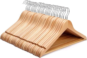 B-Ware Keplin Kleiderbügel Garderobenbügel Holz Hosenstange Kerben Natur 30er Pack