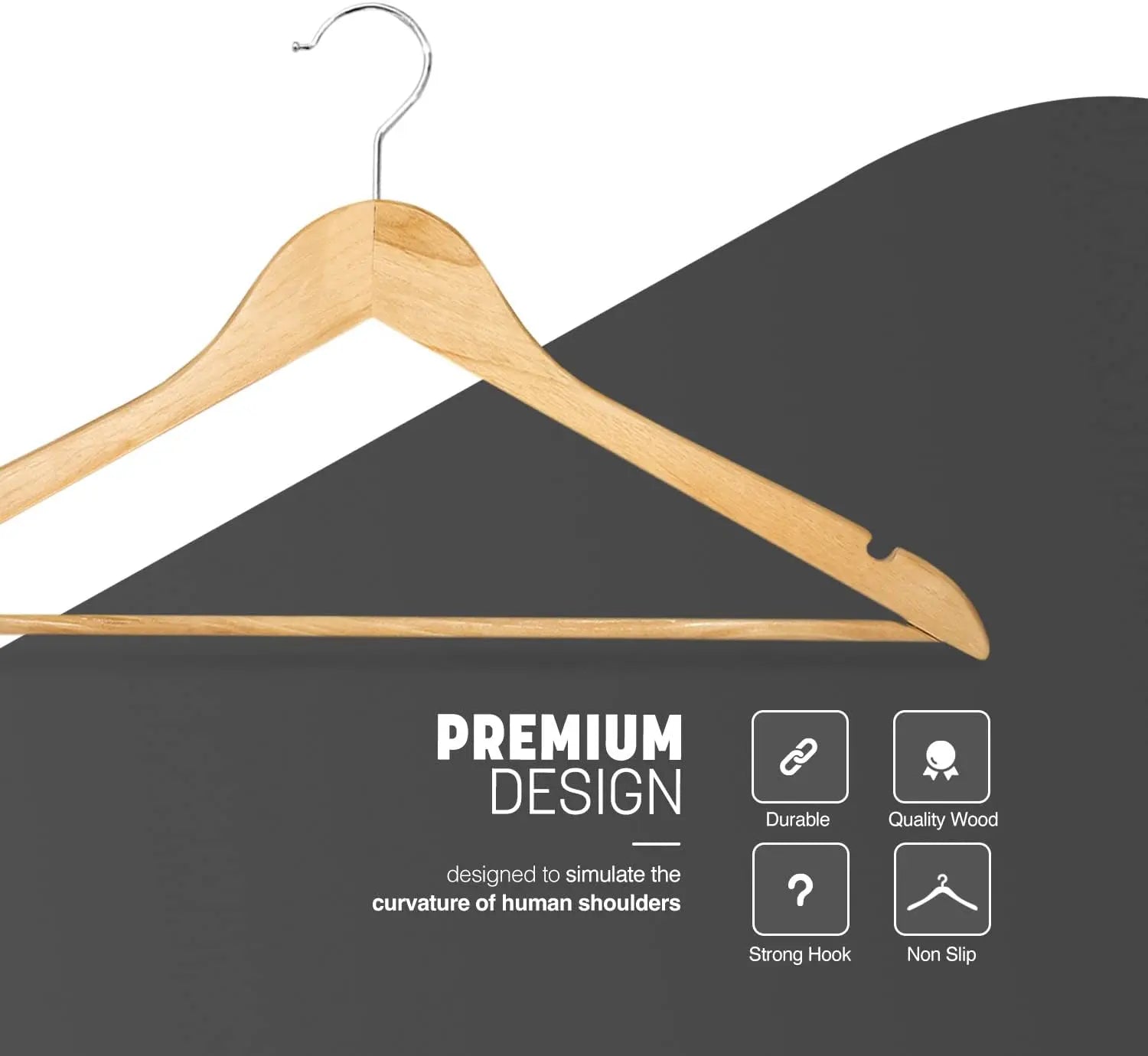 B-Ware Keplin Kleiderbügel Garderobenbügel Holz Hosenstange Kerben Natur 30er Pack - 840095878722
