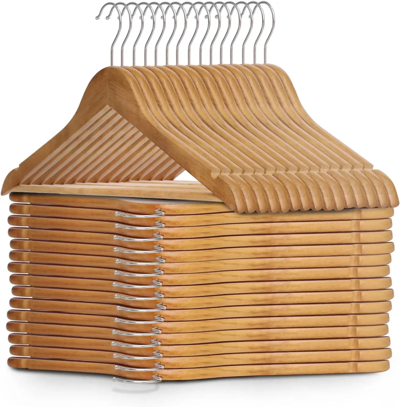 B-Ware Keplin Kleiderbügel Garderobenbügel Holz Hosenstange Kerben Natur 30er Pack - 840095878722