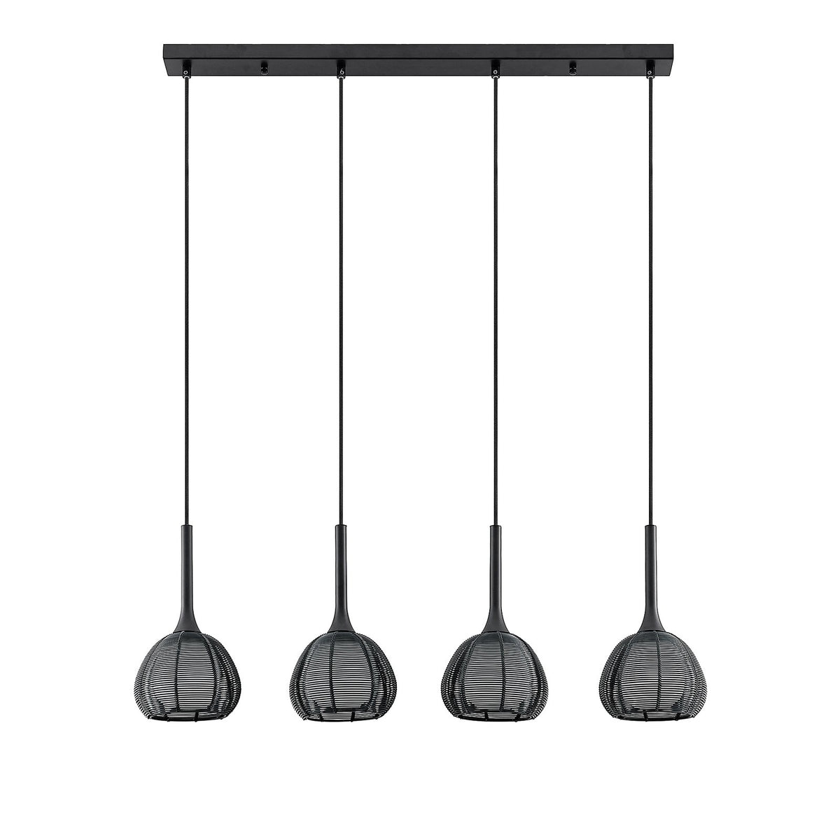 Lucande Tetira Hängeleuchte Hängeleuchte Lampe Leuchte Esstisch 4fl lang schwarz - 4251096598759