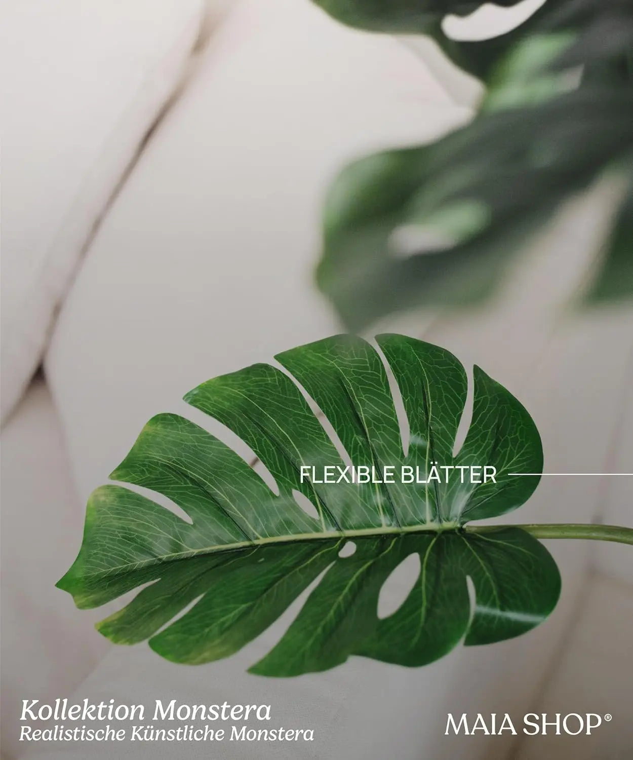 B-Ware Maia Shop Kunstpflanze Kunstblume Monstera Pflanze 120 Cm Schwarzer Plastiktopf - 8435240397030