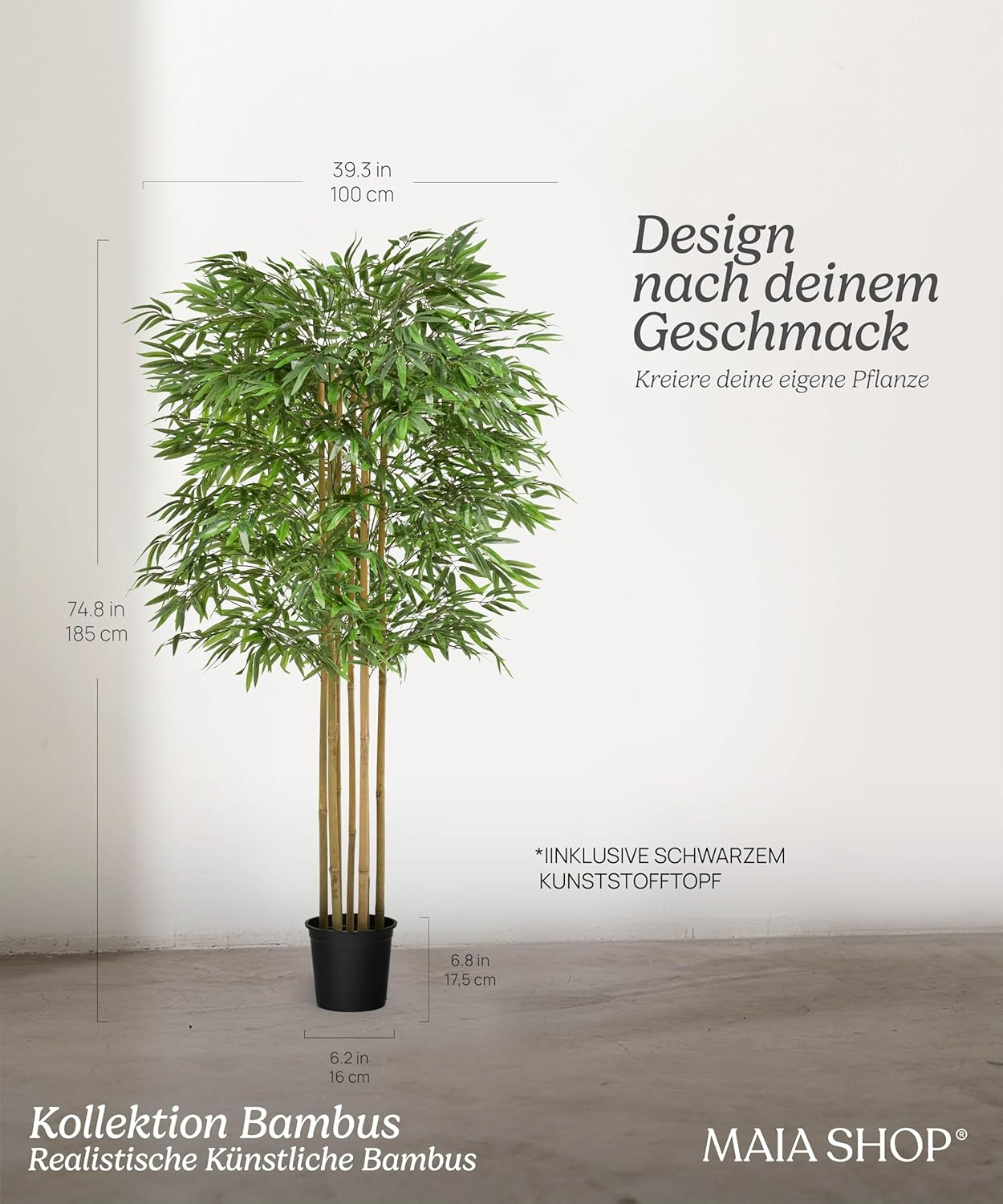 Maia Shop Künstlicher Bambus Kunstpflanzen Kunstbaum Kunstpflanze 190 X 80 Cm B-Ware - 8435240503950