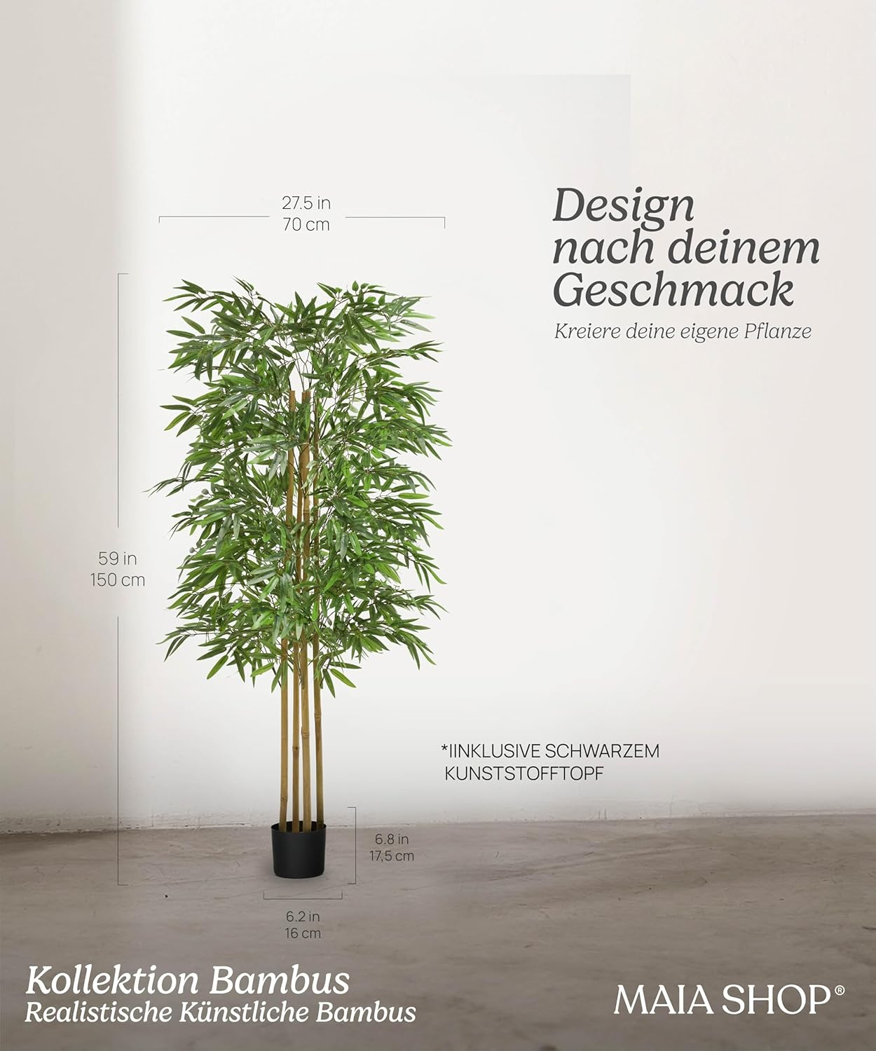 Maia Shop Kunstpflanze Künstlicher Bambus Kunstpflanze Kunstbaum 150 Cm B-Ware - 8435240993973