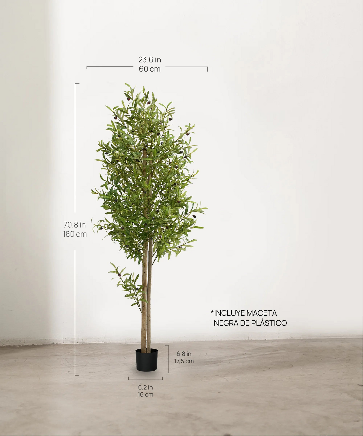 Maia Shop Künstlicher Olivenbaum Kunstpflanze Baum 180 Cm Naturholzstamm Oliven B-Ware - 8435240999050