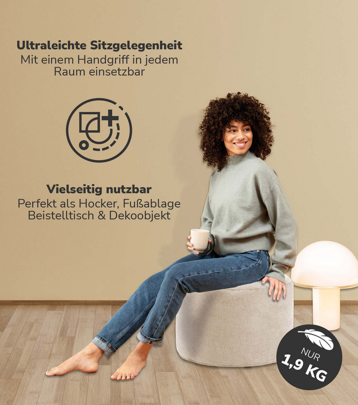 Mokebo Pouf, Hocker O. Bodenkissen 60x40cm 'Der Ruhepouf' Sitzhocker Rund & F532 B-Ware