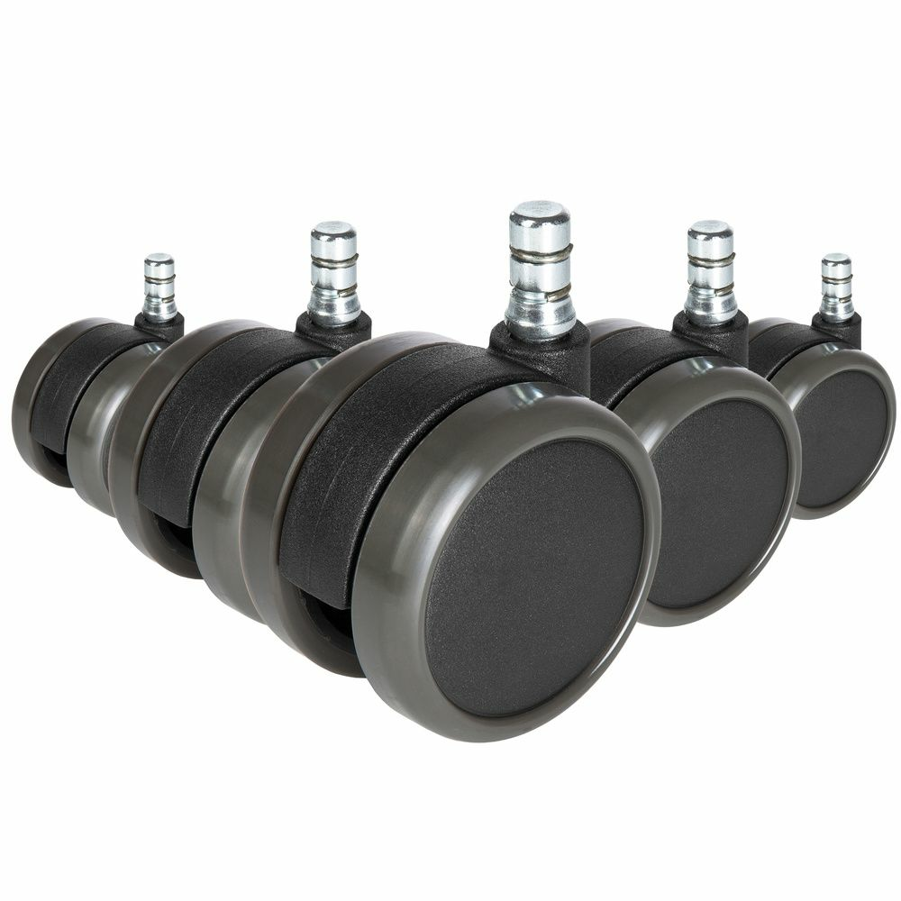 B-Ware 5x Rolo No Noise 11mm/65mm Hartböden Stuhlrollen Rollen Schwarz Hjh Office