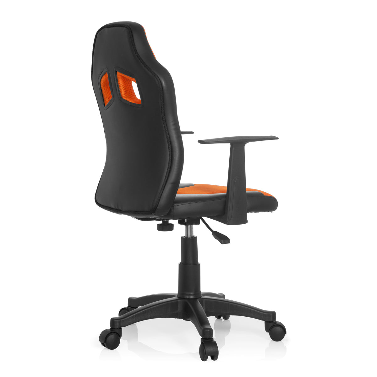 hjh OFFICE Kinderdrehstuhl Stuhl schwarz orange Kunstleder Armlehnen Rollen - 4251084640897