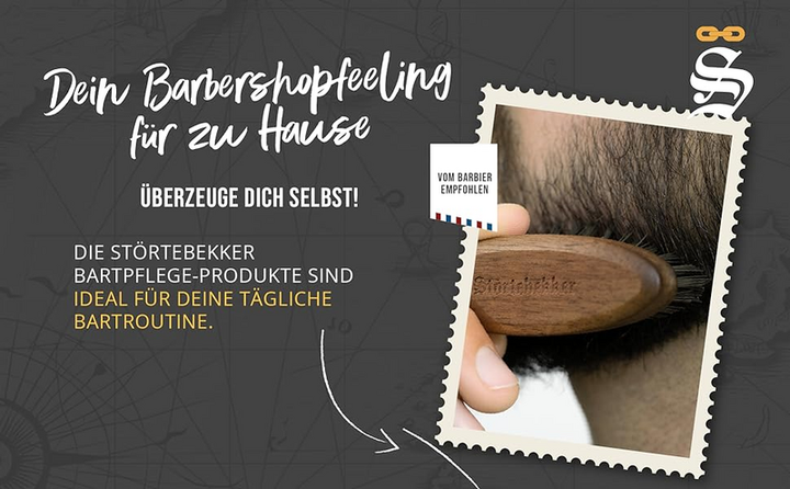 Störtebekker Premium Bartbürste Made in Germany Entwirrt den Bart Nussbaumholz