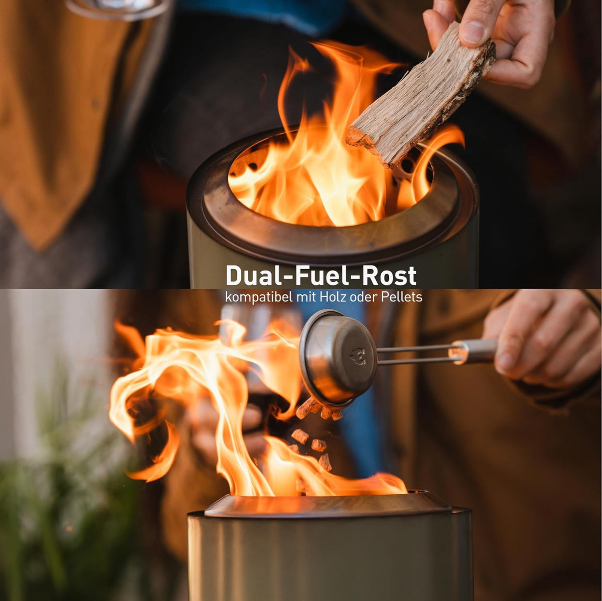 Solo Stove Tischfeuer Mini Tischkamin Mesa XL Edelstahl Standfuß Blau mit Tasche - 0850040701906