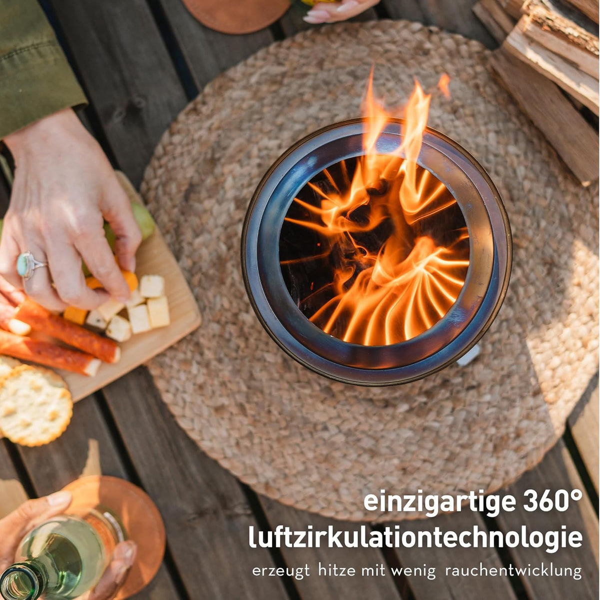 Solo Stove Tischfeuer Mini Tischkamin Mesa XL Edelstahl Standfuß Blau mit Tasche - 0850040701906