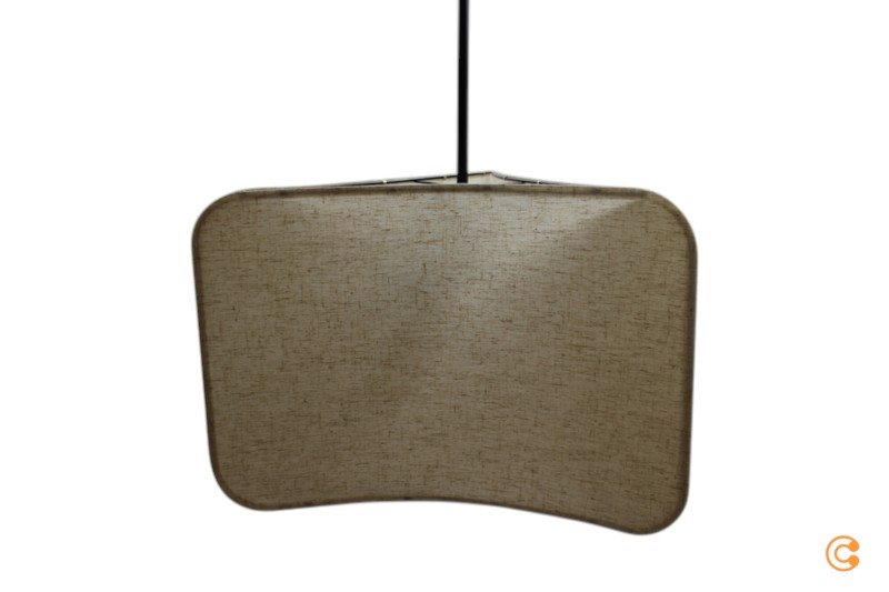 Suspension Nordlux Tinto de qualité B, abat-jour triangulaire en textile, suspension noire/beige