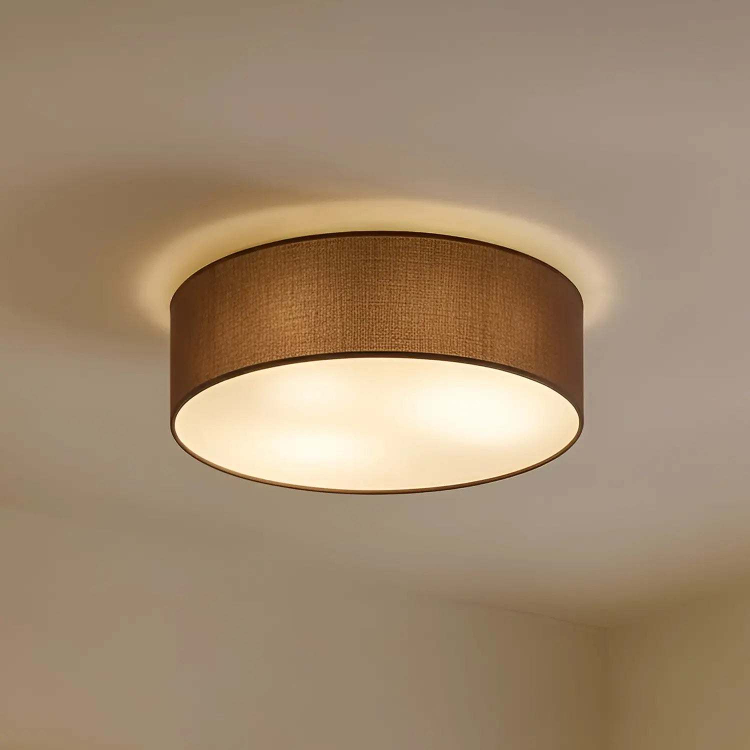 B-Ware Lindby Deckenleuchte Deckenlampe Sebatin Stoffleuchte Braun Textil ø40cm E27 Led - 8502193006270