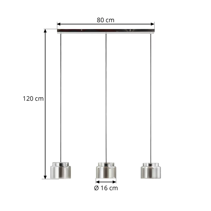 Lucande Diano Hängeleuchte Deckenlampe Pendelleuchte Lampe Rauchgrau Dreiflammig B-Ware - 4251911767384