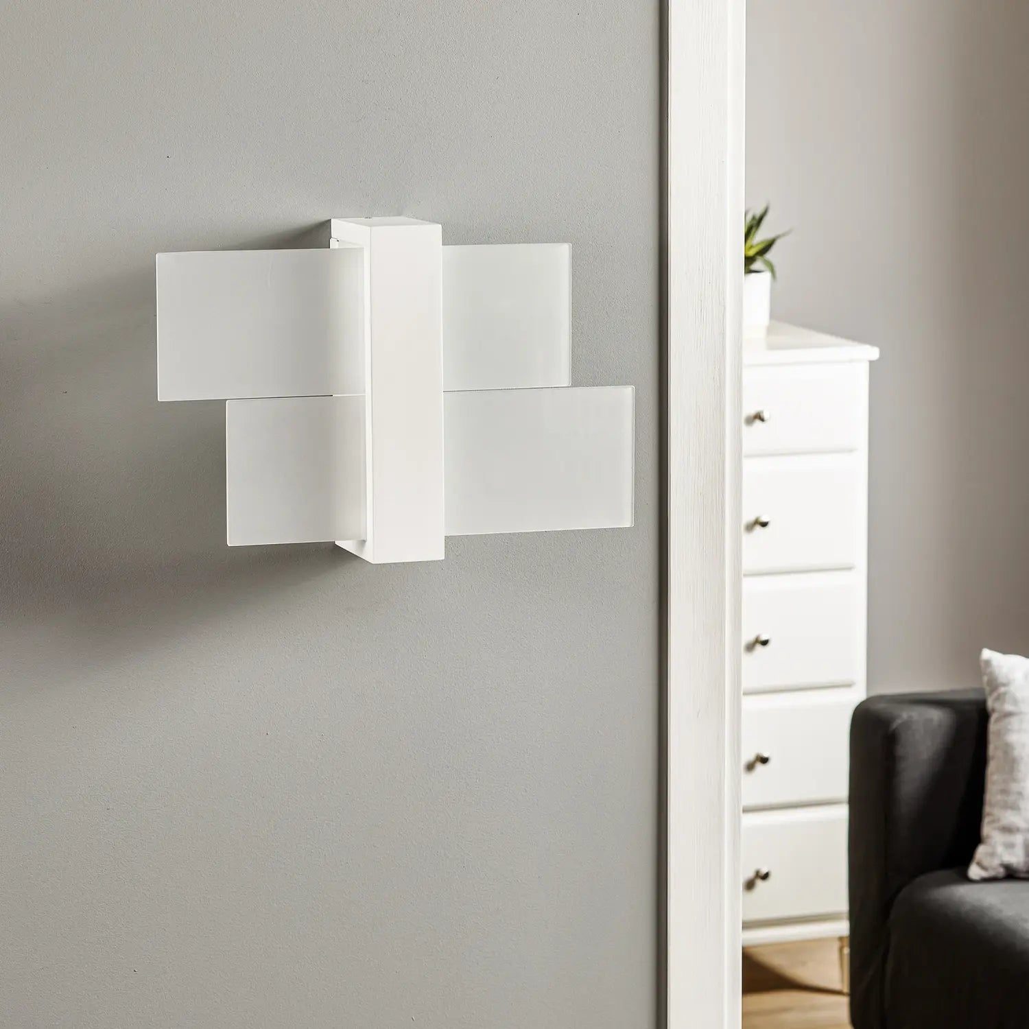 B-Ware Wandleuchte Wandlampe Glas Weiß Shifted 1 Leuchte Beleuchtung Holz Modern - 8544060