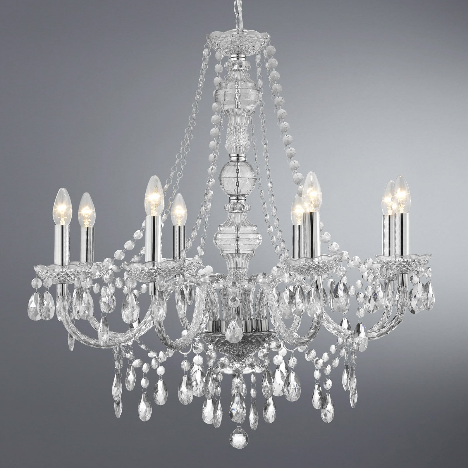 Searchlight Kronleuchter Hängelampe Marie Therese LED Leuchte dimmbar chrom 77cm - 5013874412386