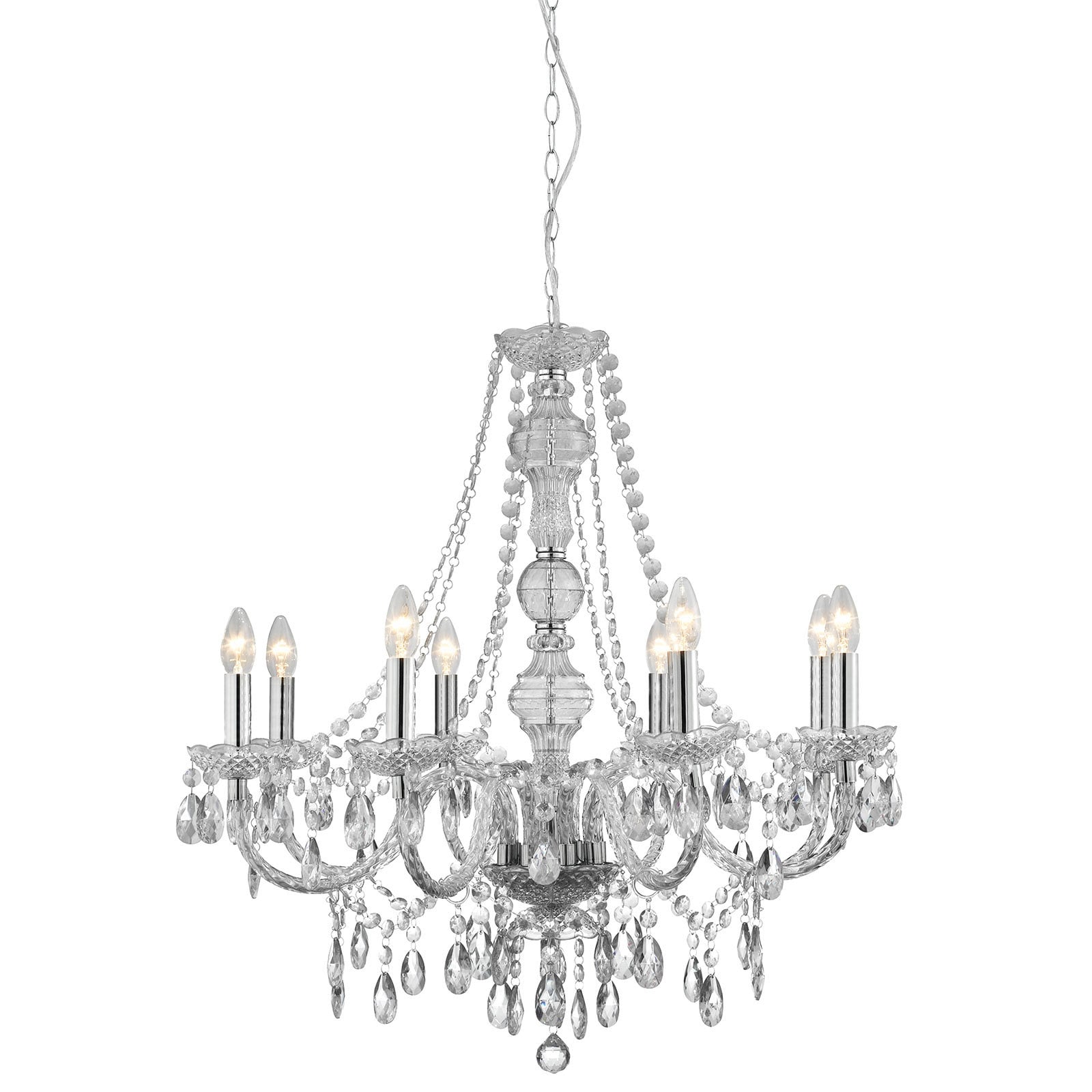 Searchlight Kronleuchter Hängelampe Marie Therese LED Leuchte dimmbar chrom 77cm - 5013874412386