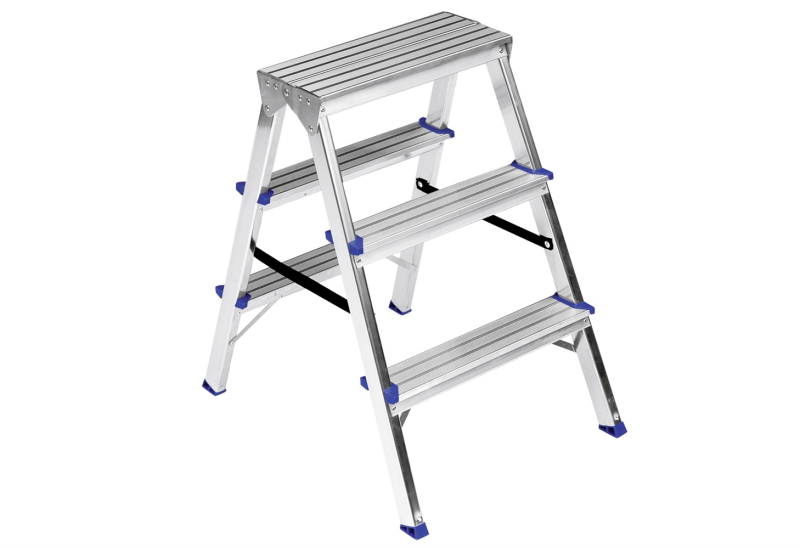 B-Ware Doppelstufenleiter Stehleiter Trittleiter 2x3stfg 183518 Aluminium - 8586003390277