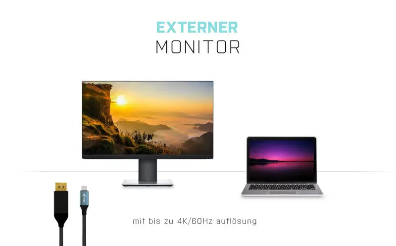 B-Ware I Tec Kabel Adapter Verbindung Usb C Display Port Bildschirm 4 K 60 Hz 2m Schwarz - 8595611703317