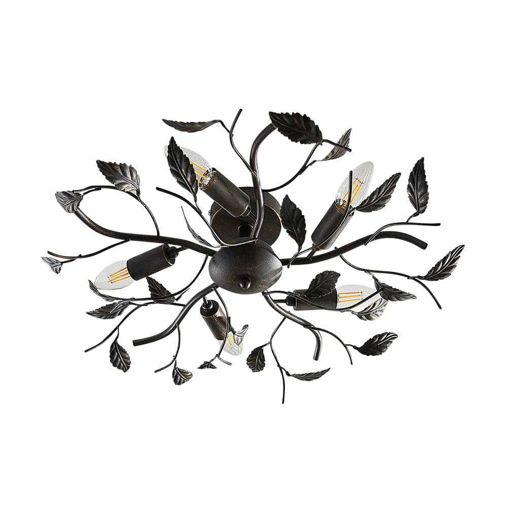 Lindby Deckenlampe Hängeleuchte Lampe Leuchte Yos Blattoptik 5 Flmg E14 Schw592 B-Ware