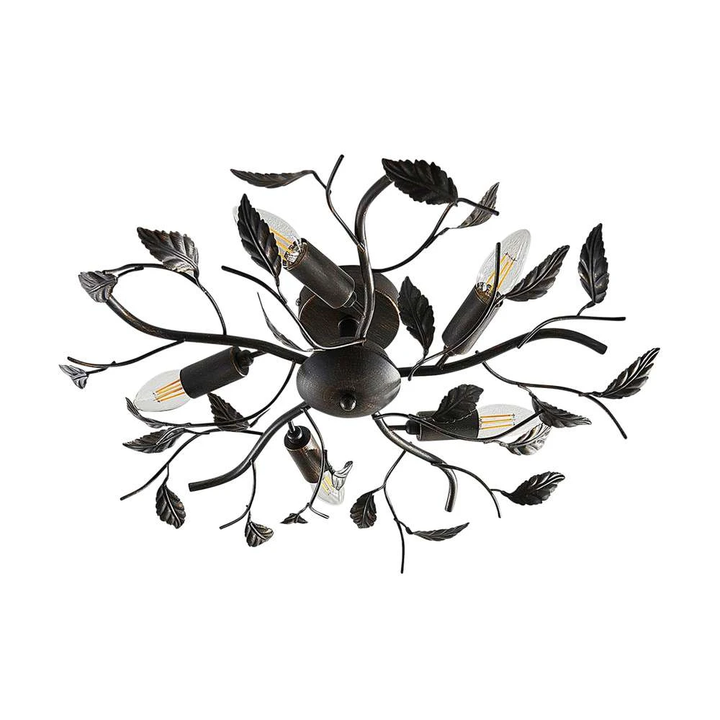 Lindby Deckenlampe Hängeleuchte Lampe Leuchte Yos Blattoptik 5 Flmg E14 Schw592 B-Ware