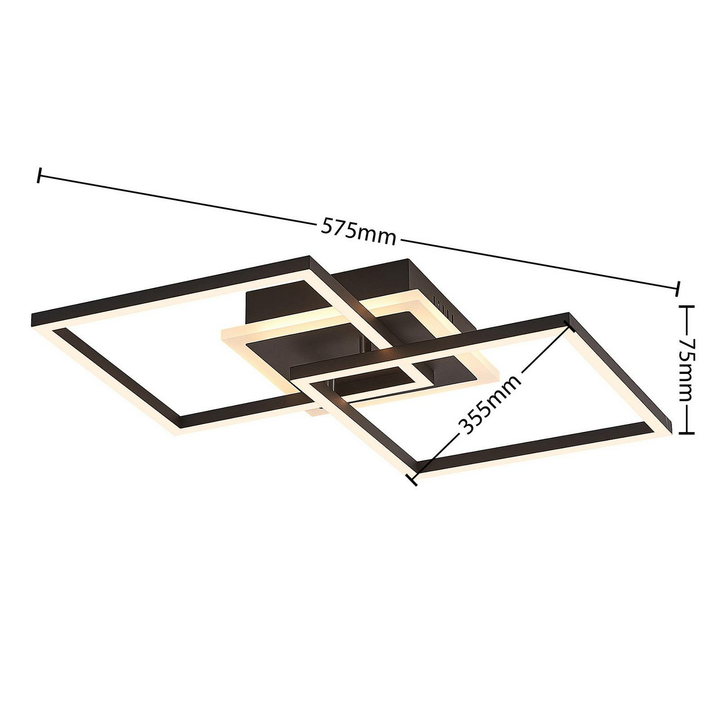 Lindby LED-Deckenlampe Fjardo CCT Quadrate Deckenlampe Lampe Leuchte schwarz