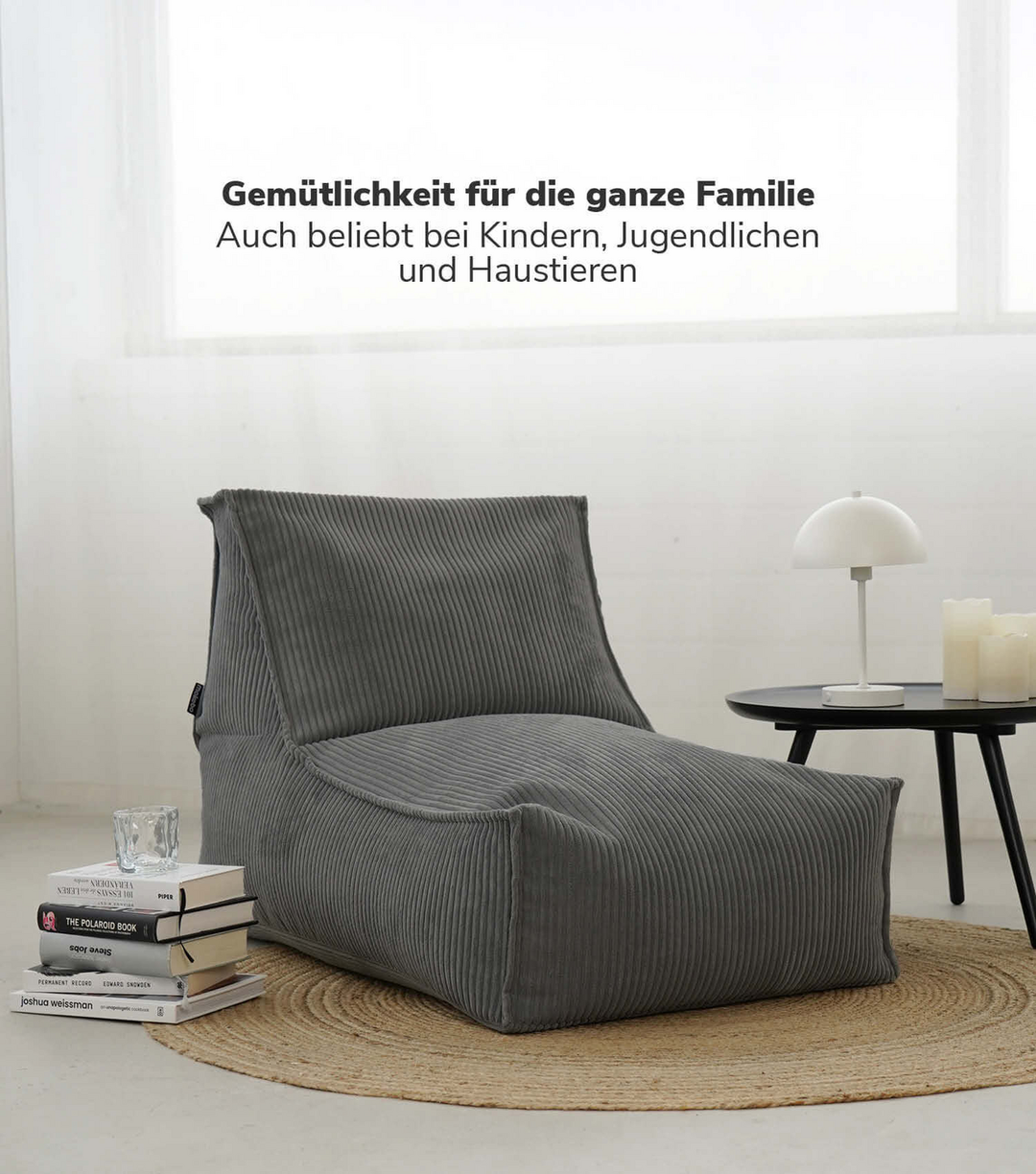Mokebo  'Der Gelassene' Sitzsack Bean Bag Relaxliege Anthrazit Bodenkissen  B-Ware
