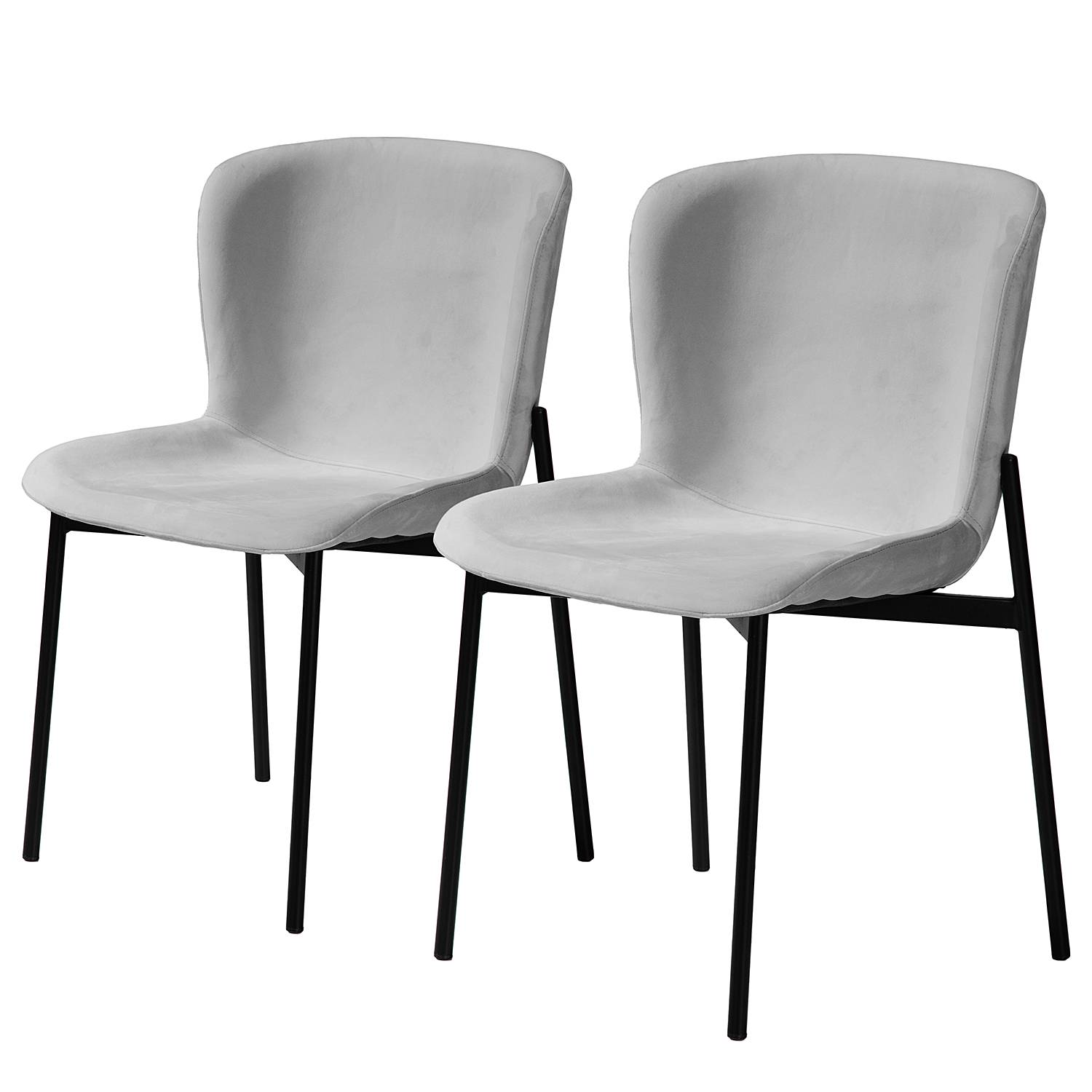 Kollected Polsterstuhl MOUZON 2er-Set Stuhl Esszimmerstuhl Schwarz Hellgrau