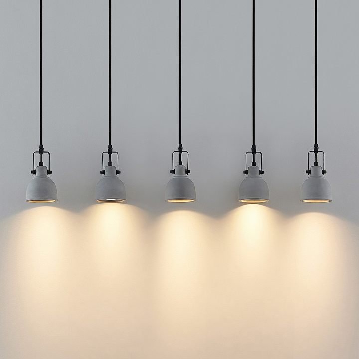 Lindby Amilia Hängeleuchte Deckenlampe Pendelleuchte GU10 mit Betonschirmen 5-fl