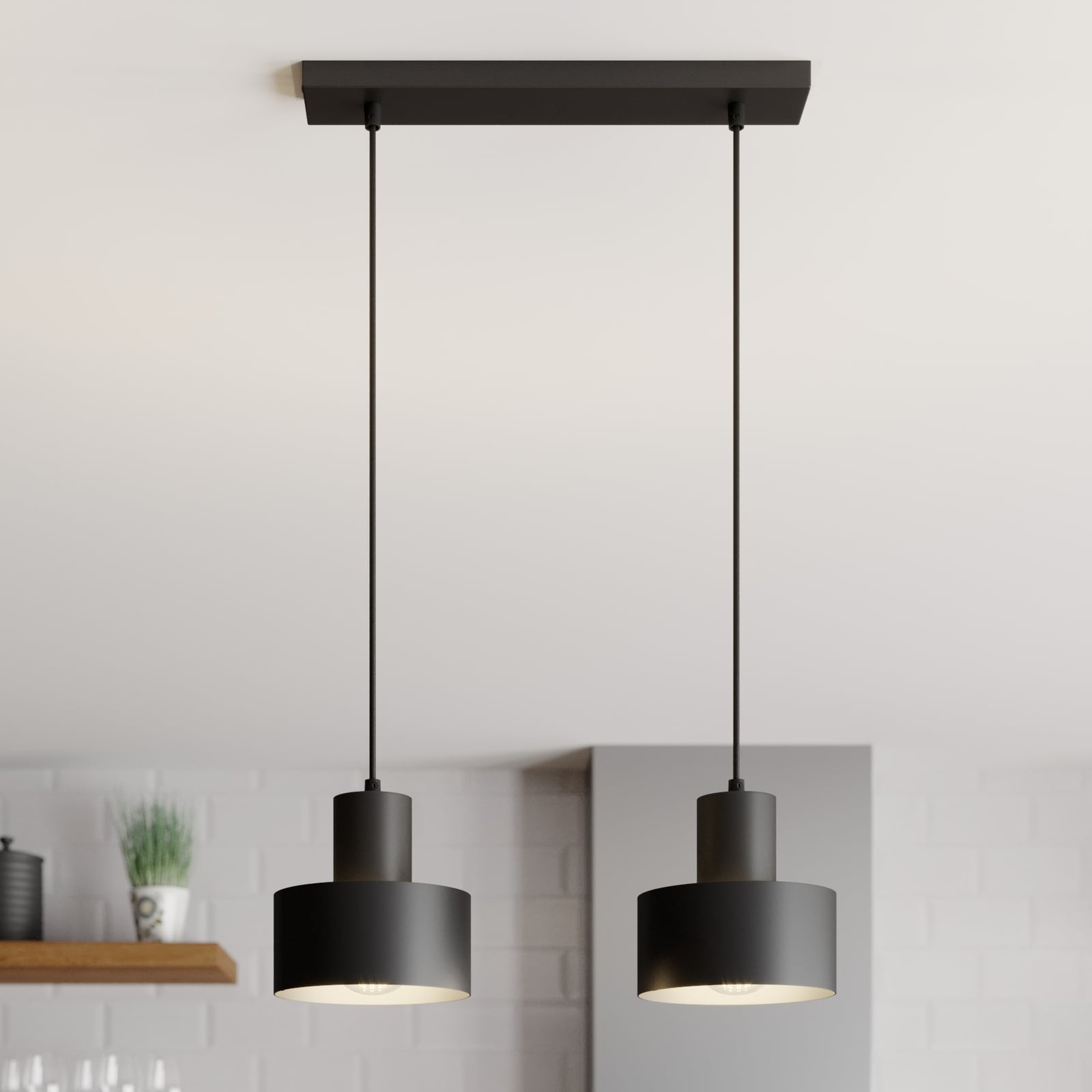 Euluna Hängeleuchte Hängelanpe Lampe Leuchte linear zweiflammig schwarz Stahl - 5902335263998