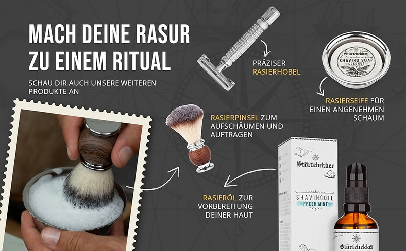Pinceau de rasage Störtebekker, brosse à barbe, soin de la barbe, poils de blaireau, imi591