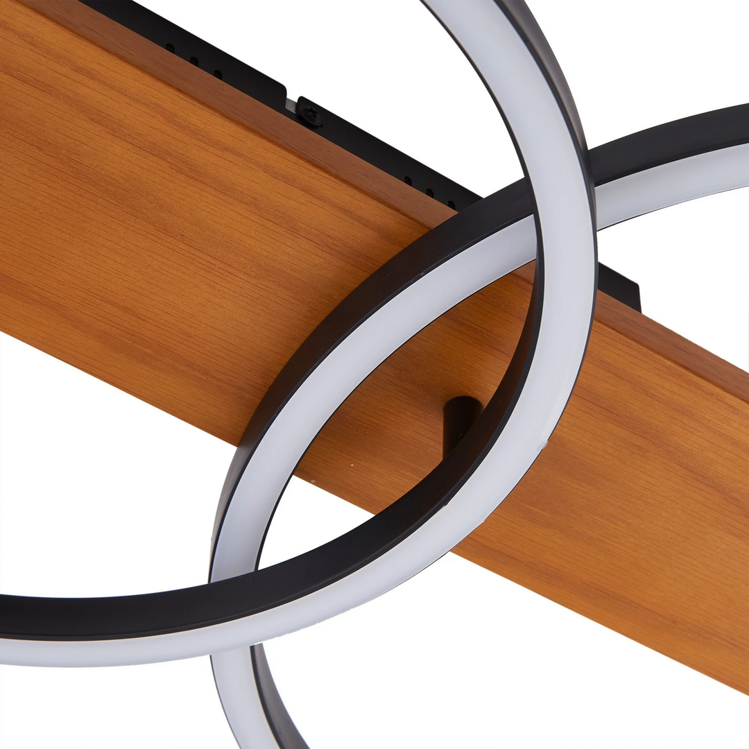 Lindby LED-Deckenlampe Galad Deckenlampe Deckenlicht schwarz Holz 2-flg. 75 cm