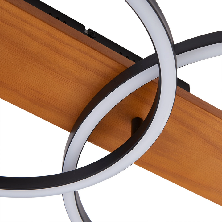 Lindby LED-Deckenlampe Galad Deckenlampe Deckenlicht schwarz Holz 2-flg. 75 cm