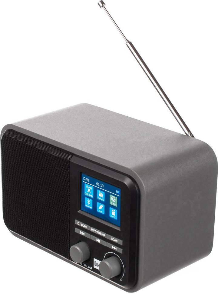 Dual DAB 51 DAB+ Tischradio AUX Bluetooth DAB+ SD UKW USB 20 Speicher Grau
