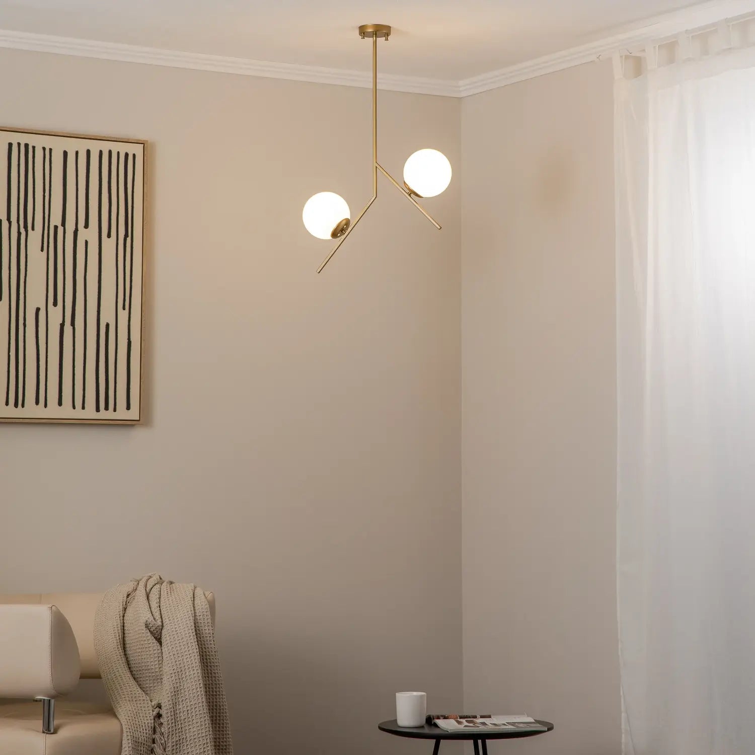 B-Ware Hängeleuchte Pendelleuchte Dolunay Gold Metall Glas E27 2 Flammig 43 Cm Lampe - 8681875459074