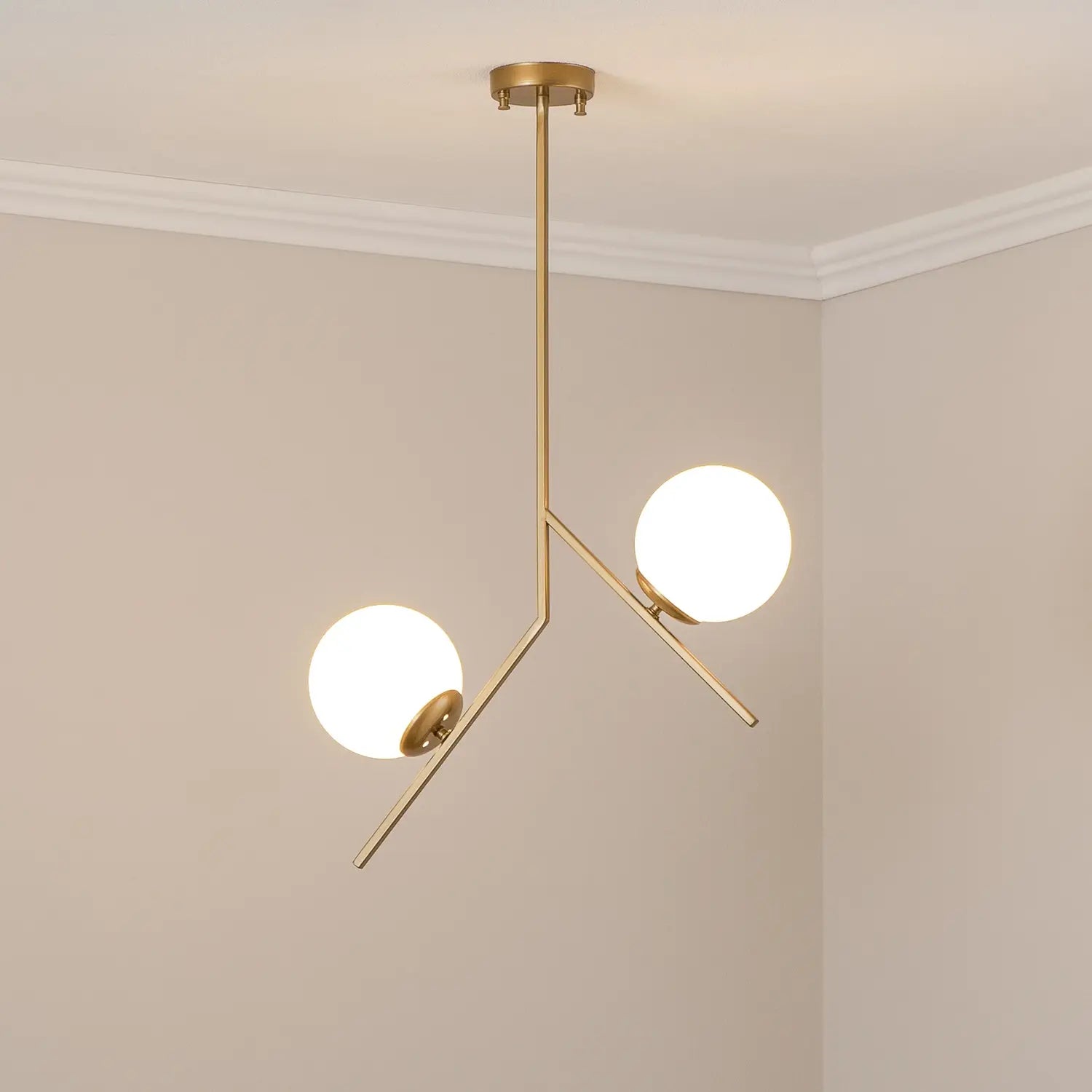 B-Ware Hängeleuchte Pendelleuchte Dolunay Gold Metall Glas E27 2 Flammig 43 Cm Lampe - 8681875459074